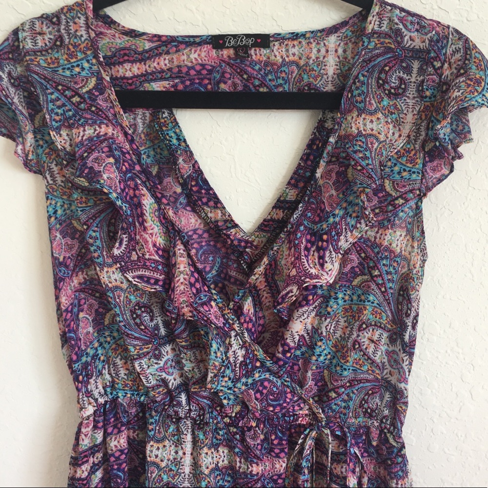 Purple Paisley Ruffle Dress